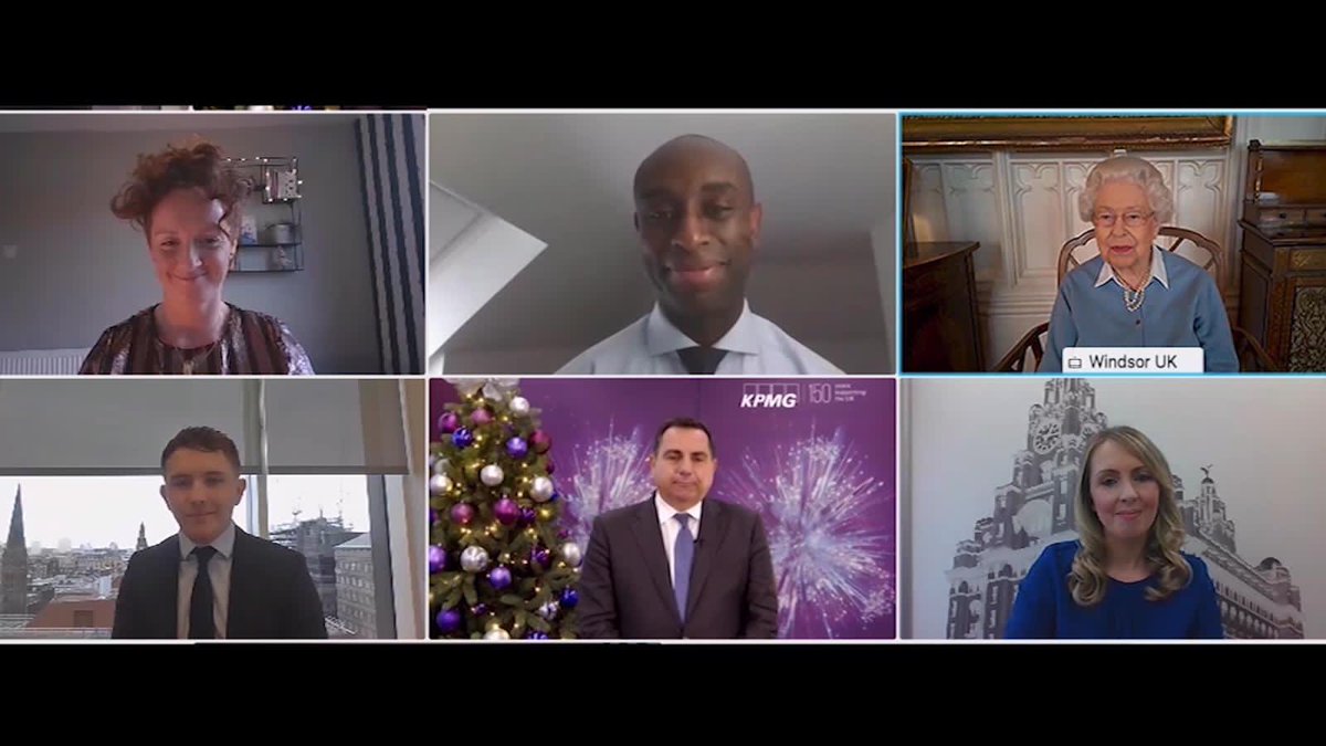 RoyalFamily's tweet image. 🎉 🖥 Last week, The Queen paid a virtual visit to @KPMGUK to mark the firm’s 150th anniversary. 

Her Majesty was welcomed by UK Chair Bill Michael, who shared the history of @KPMGUK’s support for British businesses over the last 150 years.