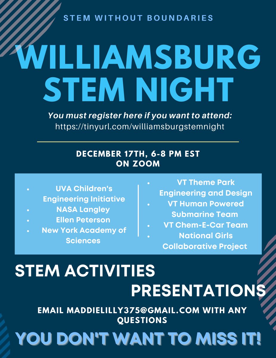 WRLibrary's tweet photo. STEM Without Boundaries (@stemwob) is hosting a virtual event for elementary and middle school ages on Zoom December 17. See https://t.co/OGZmRnlOKE to register. #STEM #STEMnight https://t.co/nH3Pe4dbQl