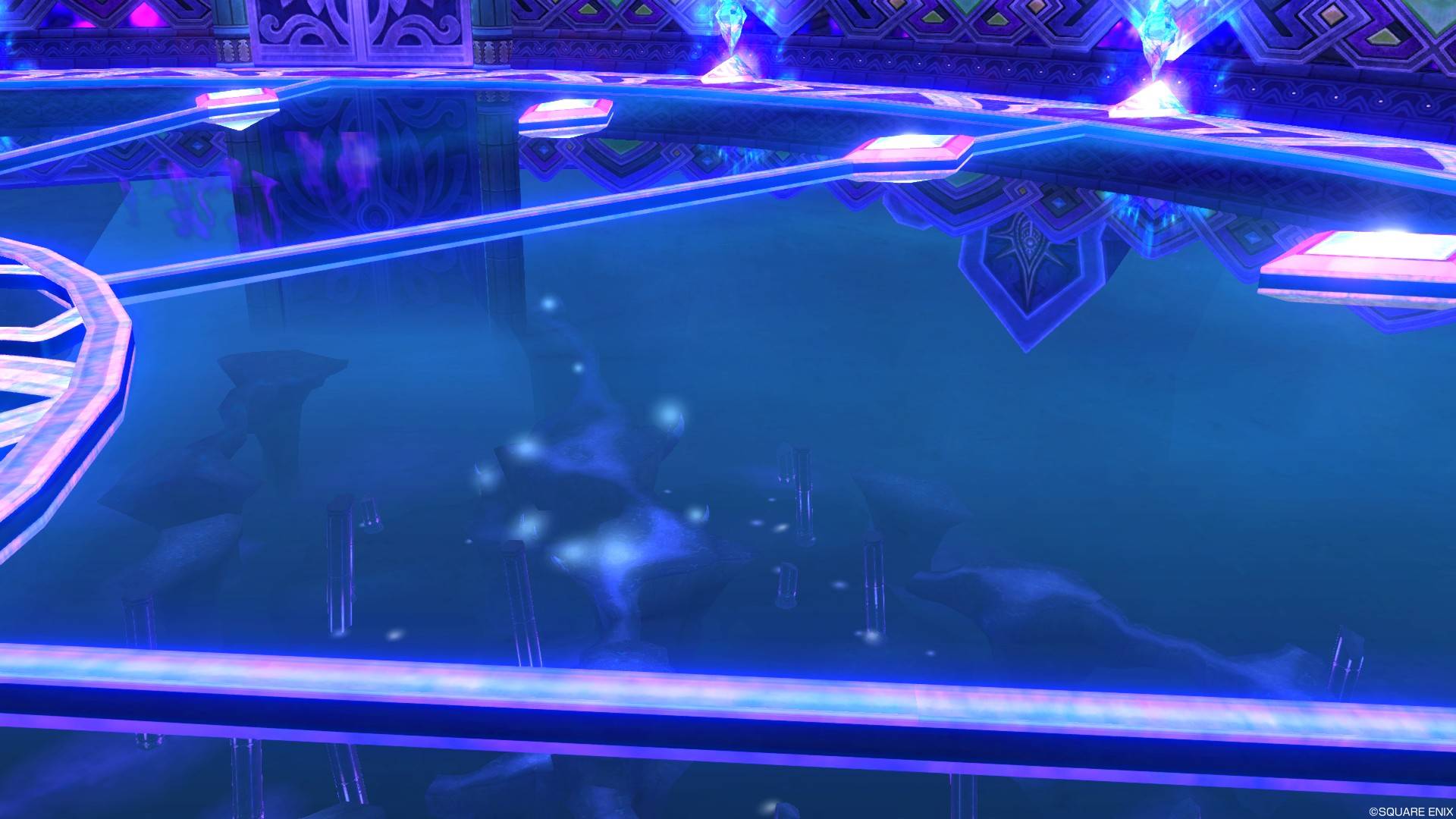 シエナミオ Dq10小ネタ 闇の領界の 冥暗の聖塔 解放の間 ボス部屋 の床が透明になってますね カーラモーラ村や影の道が見えます サジェ君に見せたいなぁ ナドラガンド風景写真 アストルティア風景写真 Dq10 アストルティア写真愛好家 パノラマ