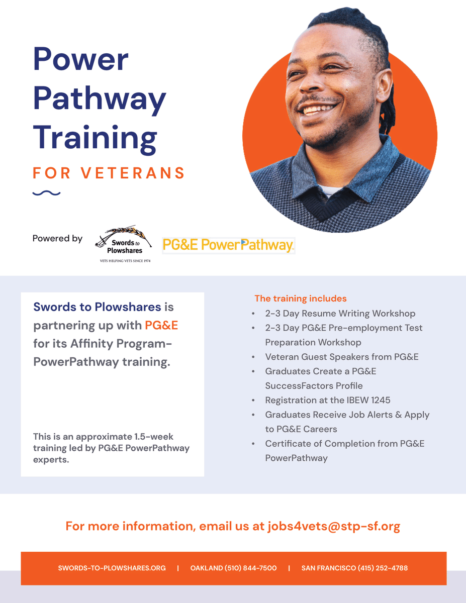 JobsForVets's tweet photo. Are you a #veteran who's been impacted/laid off due to COVID-19? Are you interested in working for @PGE4Me?
Our training helps with the application process, resume, job alerts, and so much more!
Spots are limited. Secure yours today by emailing us at: jobsforvets@stp-sf.org https://t.co/1sOaoxyzi9