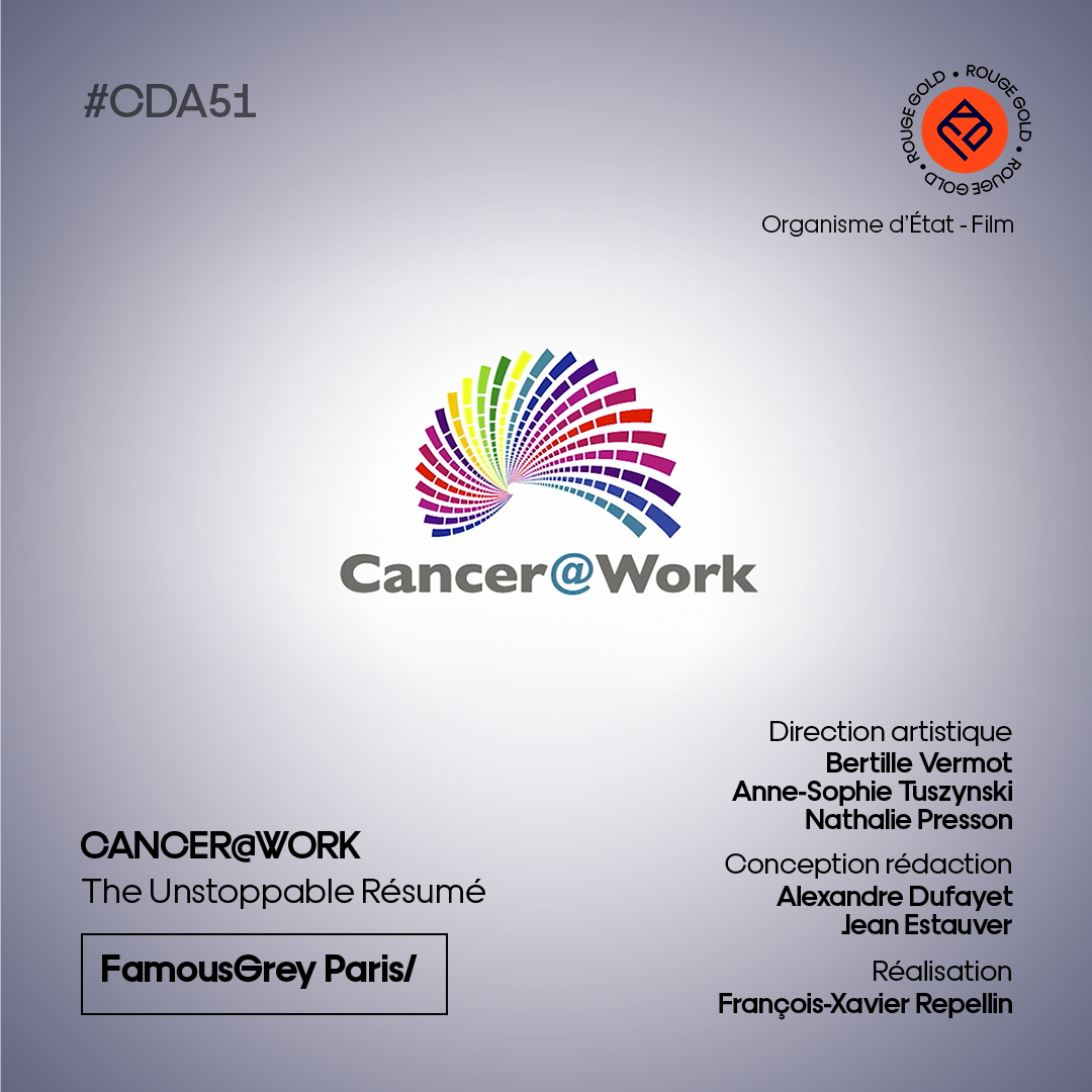 clubdesda's tweet photo. 🔴 GOLD à « The Unstoppable Résumé » pour Cancer@work en Association - Activation
👏 @Grey_Paris
👁️https://t.co/xkF41VonmL 
#CDA51 https://t.co/YzrYgVS9FA