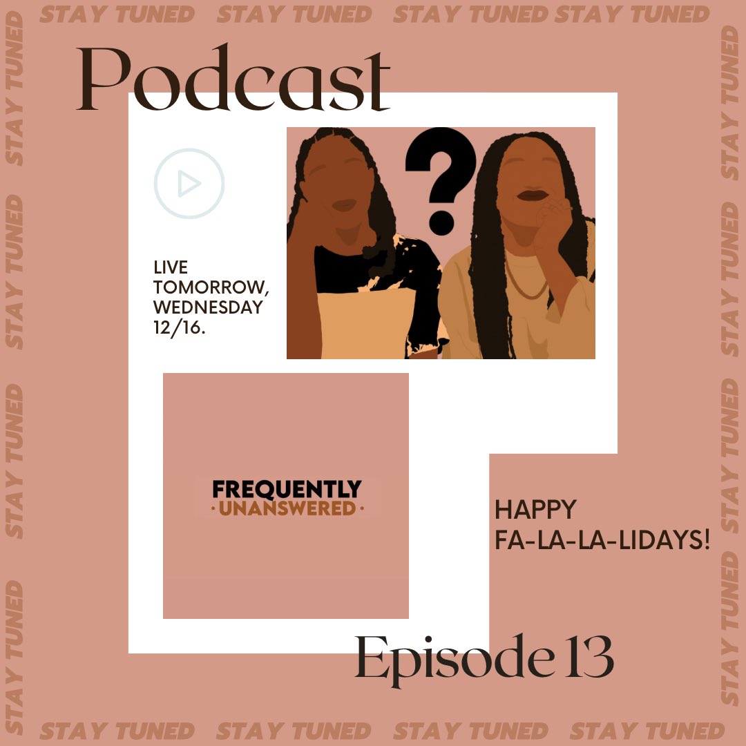 FrequentlyPod's tweet image. Happy Fa-la-la-lidays freques! On tomorrow’s episode, we are getting into ALL of the holiday things. It’s our last episode this year, so you don’t wanna miss it! ☃️🤍