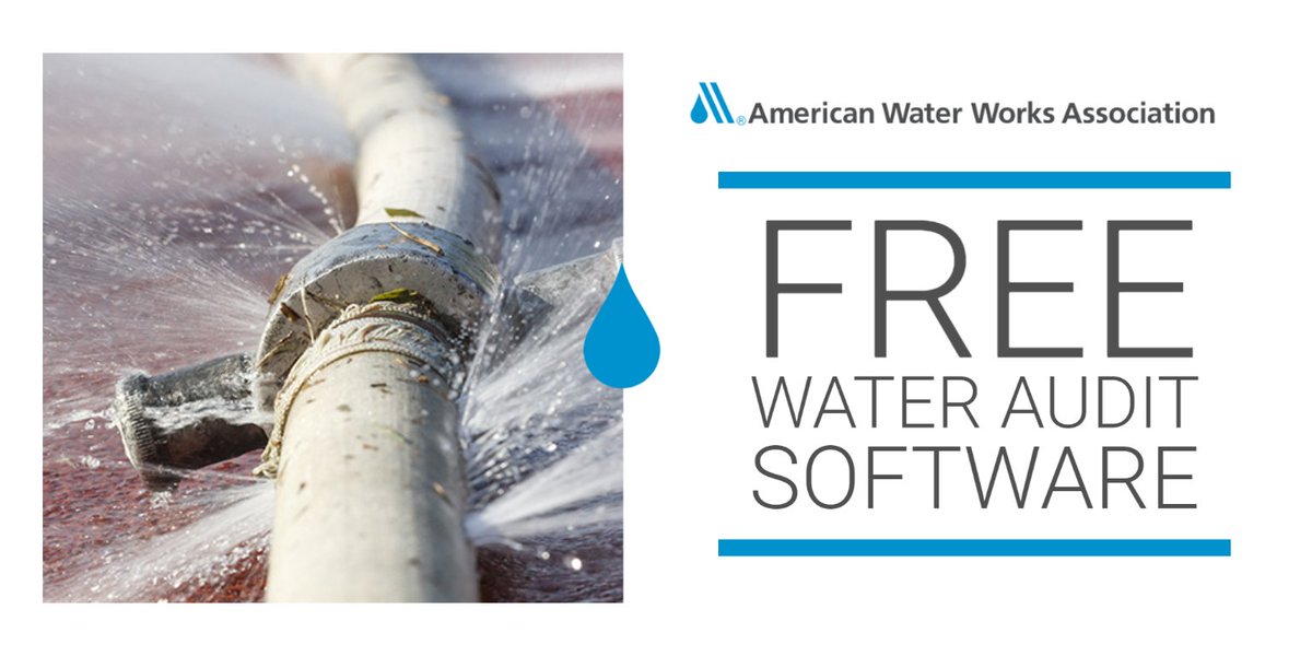 awwa's tweet photo. AWWA is pleased to announce an updated version of the AWWA Water Audit Software. This free tool provides the info you need to minimize system losses. Download it and get started! https://t.co/2eKXyH4uZ0 https://t.co/rmris26DlE