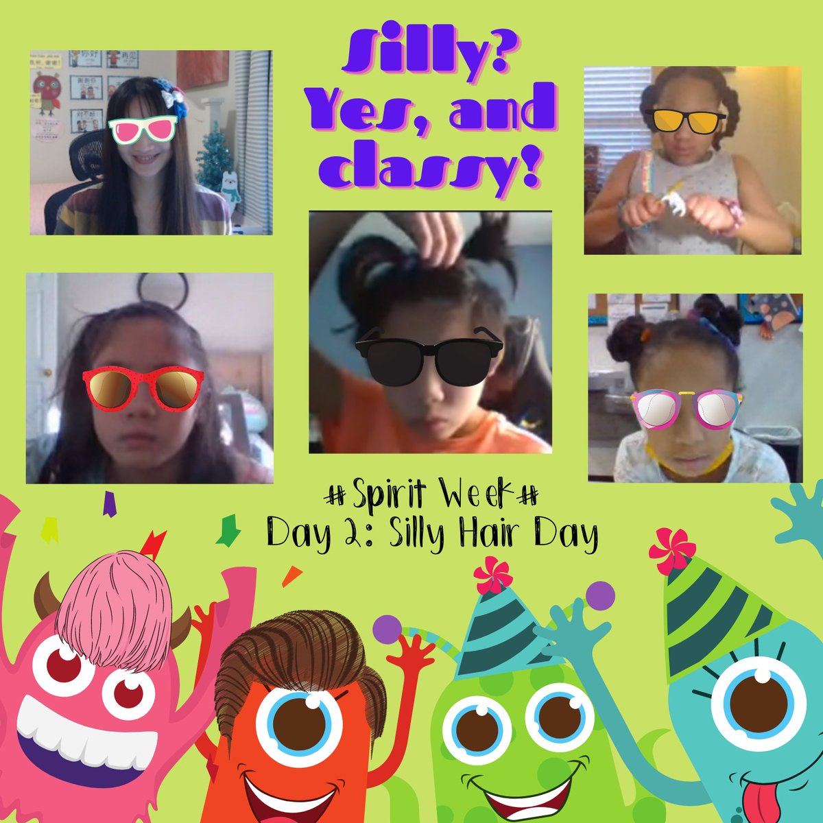 Hair up or hair down...today we switch to our funny, silly side! #Spiritweek #Sillyhairday <a href="/GlenwoodGator/">Glenwood Magnet Elementary</a>