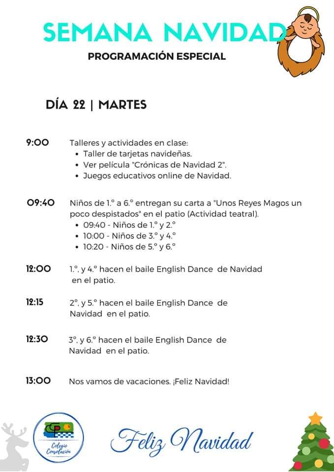 CP_Consolacion's tweet photo. Programación especial Navidad⛄🎄🎅
Serán unas Navidades diferentes pero la ilusión y las ganas siguen siendo las mismas. 🤗☃️
#programacionnavidad #navidad #festivalnavideño #colegioconsolacion
@AytMolinaSegura @FuensantaMarti8 https://t.co/qV94tVnrTO