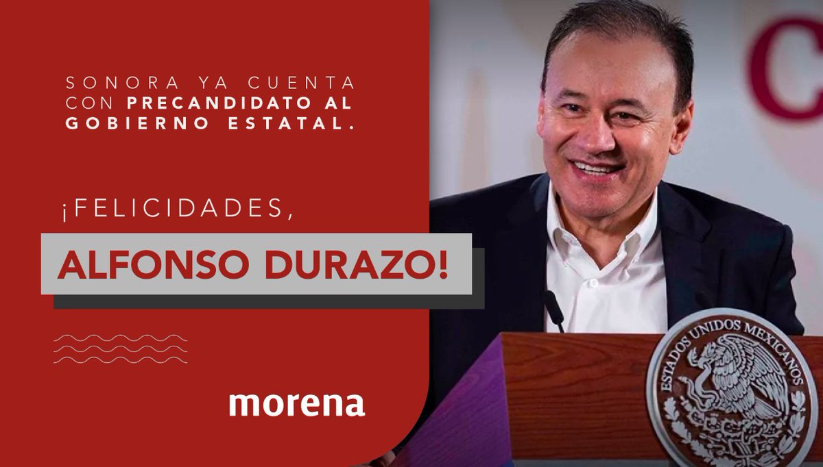 En #Sonora, @AlfonsoDurazo es una muestra de la unidad en torno al proyecto de transformación de la vida pública. Fue escogido como precandidato al gobierno del estado por unanimidad.