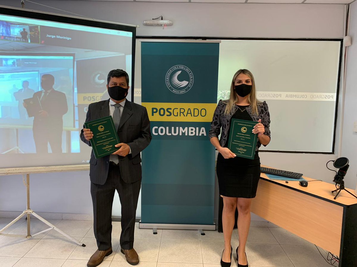 POSGRADOucp's tweet photo. 👏🏼¡Felicidades a los nuevos Magísteres Carlos Rivas y Johanna Zarza!

📌Defendieron el trabajo final de tesis para la Maestría en Asuntos Públicos y Gobernabilidad. 

📌Con todas las medidas sanitarias. 

#PosgradoColumbia #UCPy #MAPyG G3 https://t.co/1zVs7fEG82