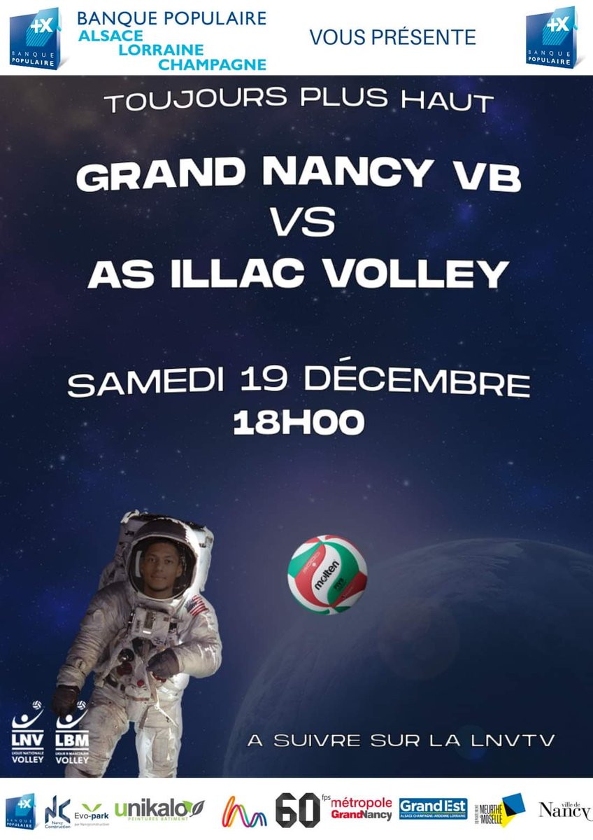 GNVB_'s tweet photo. â @GNVB_ - @ASIVB â
ð Retrouvez nos bleus et blancs ce samedi à 18h00 pour ce choc de la 11e journée.
ð Ce match sera retransmis en direct et gratuitement sur la LNV TV.
ðº : https://t.co/qdG1zMLeaU
#TOUJOURSPLUSHAUT #LNV #GNVB https://t.co/NxrvcROuK9