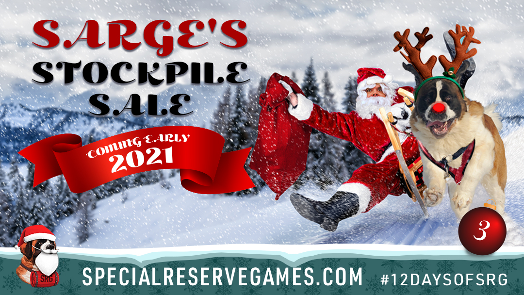 specialreserves's tweet photo. Early 2021, we bring back Sarge's Stockpile Sale! Bigger and better than ever, with some super fun, super cool stuff!
While you wait, enter our #12DAYSOFSRG sweepstakes! When you enter, you'll join our newsletter, so will be first in line for details https://t.co/1JvC0C2so4 https://t.co/TtTAPZdpbc