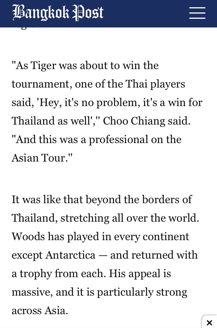 tiger woods is also thai and he is a very famous figure in thailand and is loved greatly by thai people. including sorn herself (who is also thai)