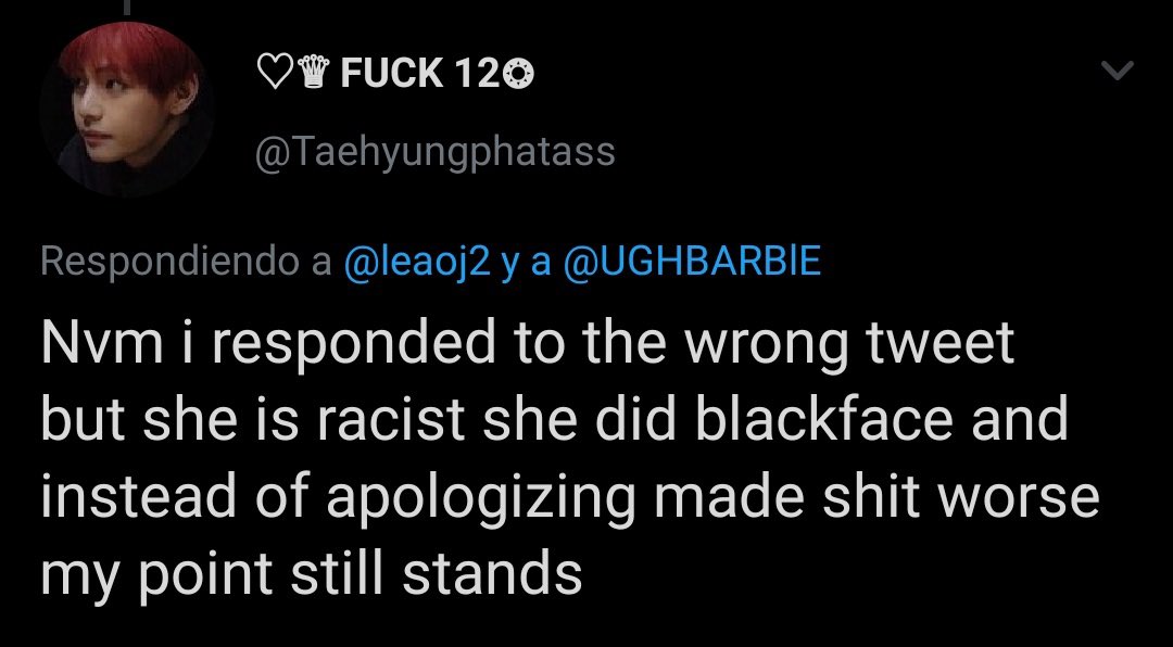 on top of that she is also constantly being called a racist and accused of doing blackface which is completely FALSE. i don’t know how her friend wearing a mask turned into her doing blackface or being racist but stan twitter has been running with it for a year and it’s NOT OKAY