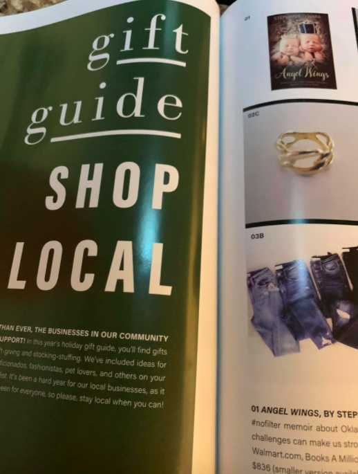 AngelwingsSteph's tweet photo. ❤️ 👼🏻 🎄 Y’all, I can’t believe it. ANGEL WINGS is the #1 item in Cleveland County Lifestyle Gift Guide!  Signed hardback copies are available starting TODAY at The Clothing Bar, Occasions Paper and The Flower Shop OK in very limited quantities. 📖 🖊 
#shoplocal https://t.co/sgaGB1Oqp7