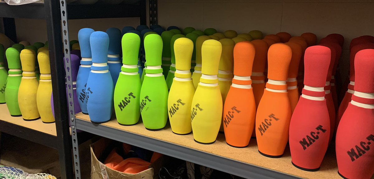 Can’t wait for <a href="/NCSHAPE/">NCSHAPE</a> 2021! We are adding more games to our “Not just bowling” presentation.  Shout out to Mac-T bowling pins. @Palos_Sports