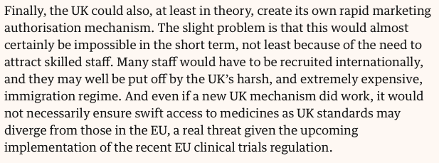 And here is an expert academic prediction from March, which shows a complete lack of understanding of the capabilities of the MHRA. 4/4 https://www.theguardian.com/world/2020/mar/14/why-brexit-will-delay-uk-getting-vaccine-and-cost-more