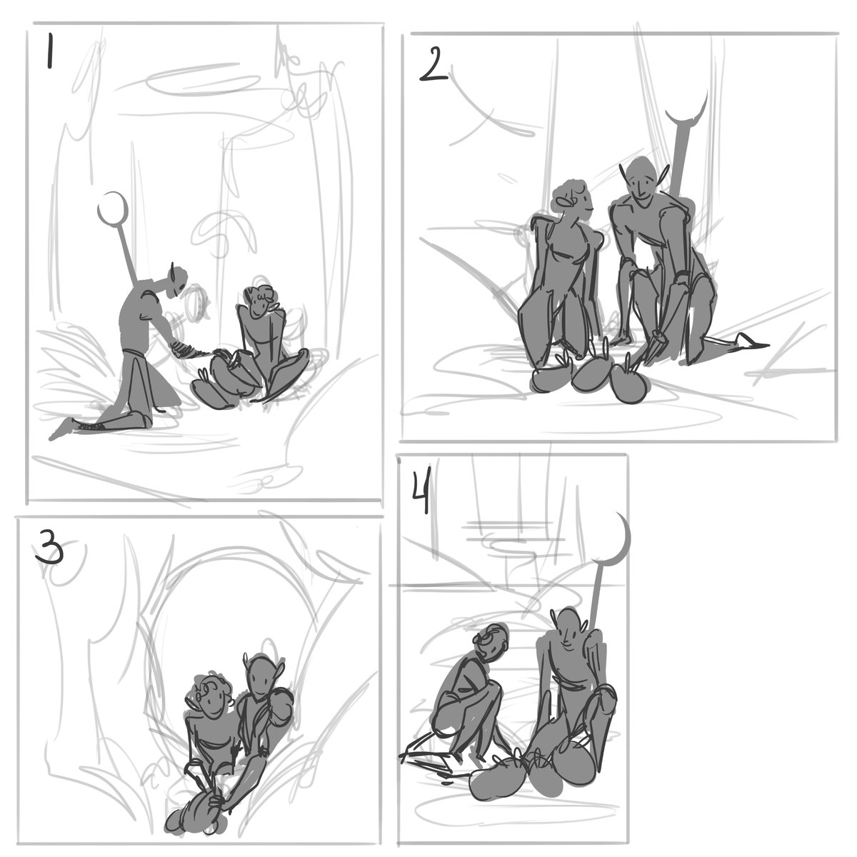 Just little #DragonAgeInquisition thumbnails. I used to sketch everything, but I really like playing more with shape language/silhouettes now. #sketch 