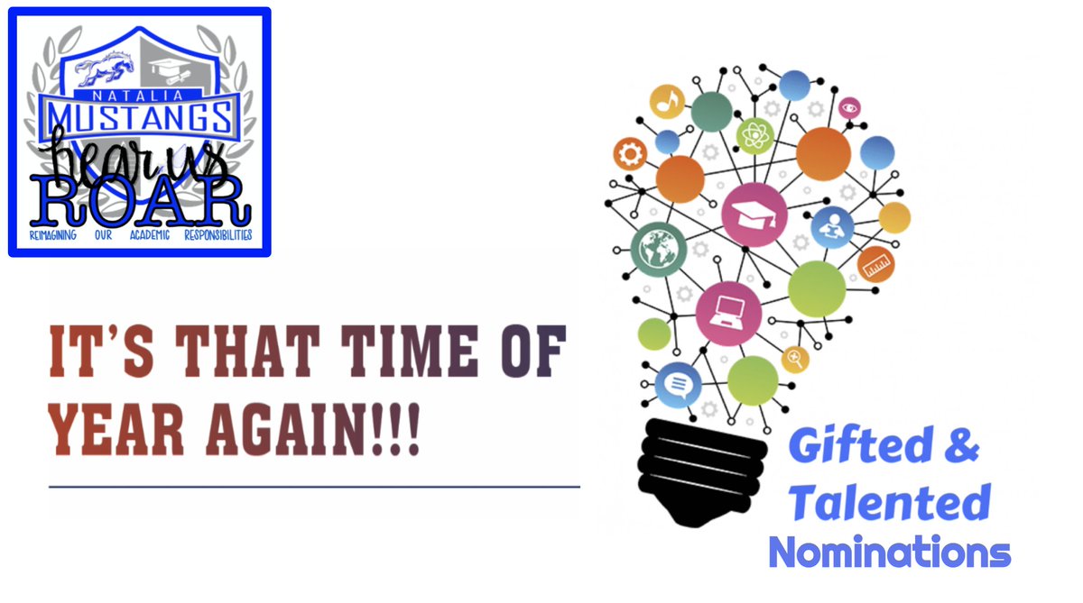 NISD_Learning's tweet photo. It's that time of year! The gifted &amp; talented testing nomination window is open: December 14th - January 15th. Please contact the campus or teacher for more information and a nomination form. Do you have a student that exhibits the traits of giftedness?  https://t.co/3D470sKIUQ https://t.co/MLhn6SvKtX