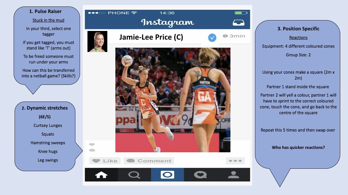 PE_Tandy's tweet photo. Netball position specific warm-up resource cards went down like a treat last week 🥳

#edutwitter #UWPGPE #edupe #sporteducation #physicaleducation #pgce #netball #sharelearnteach https://t.co/jltTBAitmQ