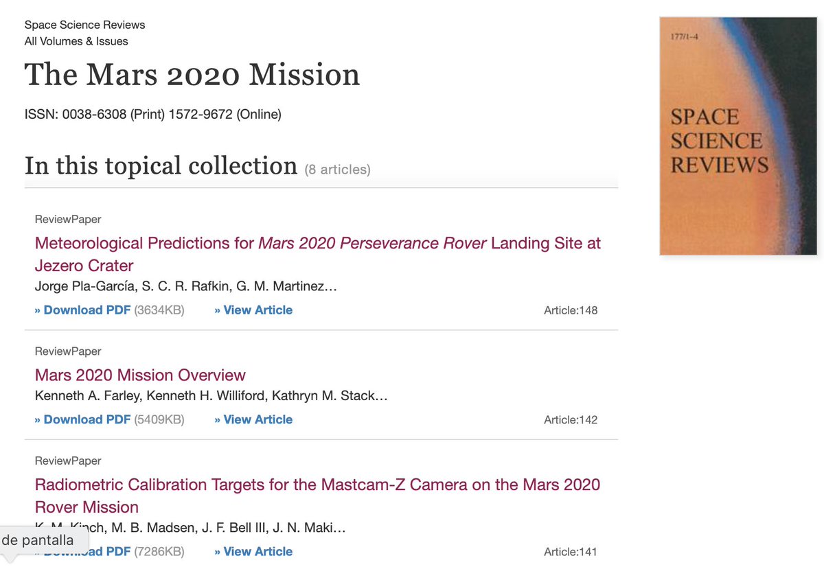 JorgePlaGarcia's tweet photo. Uno de los días mas importantes de mi carrera. Se acaba de publicar nuestro artículo sobre la #MeteoMarciana que se encontrará @NASAPersevere. Encima en una de las revistas científicas mas importan del mundo: @SpringerNature Space Science Reviews. Enlace: https://t.co/Sm3ybFqpFr https://t.co/Cdx7VcOi7W