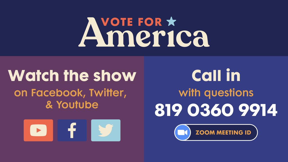 ProjectLincoln's tweet photo. #LPTV Join us today LIVE at 2:30pm ET for Vote For America w/ @NHJennifer, with guests @SharkawyMD and @MichaelSteele. Today weโre taking live callers - ask qโs live on air w/ Zoom meeting ID: 819 0360 9914.
We know you have questions. We can answer them. #AskVoteForAmerica https://t.co/EoYr5YgVxd