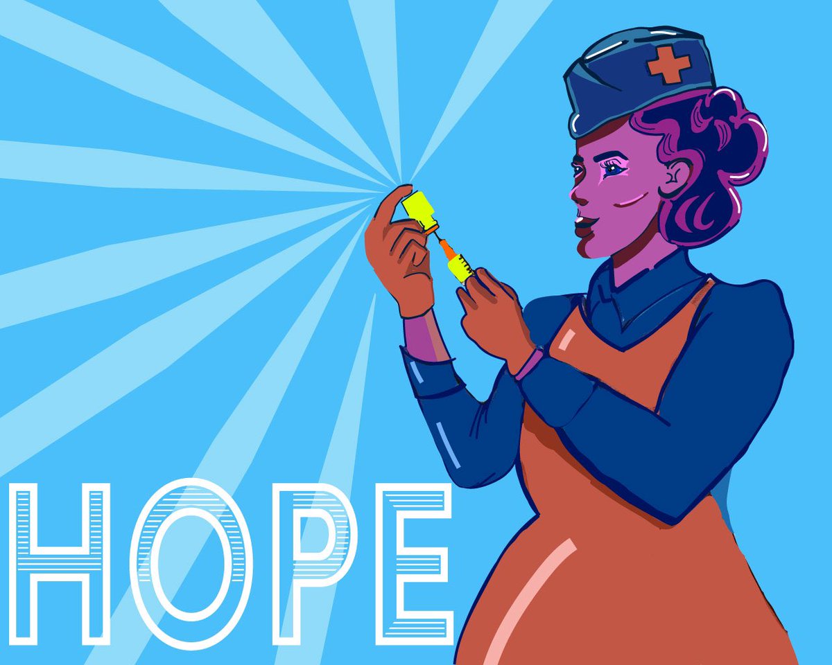 millennialxpunk's tweet photo. What’s that strange feeling I have? It’s like the opposite of the dread I’ve been feeling since March. 🤔

Oh right, it’s...hope

#ArtistOnTwitter #vaccines #tuesdaymotivations https://t.co/Ps96eh22gy