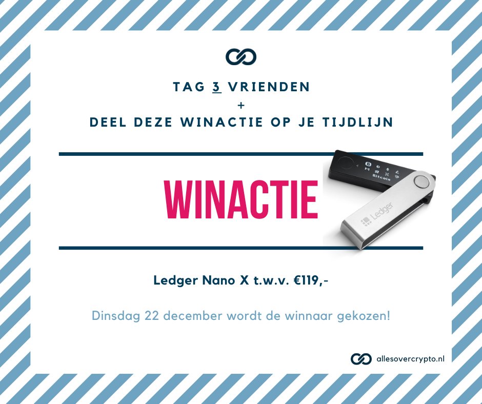 Win Opnieuw een Ledger Nano X 🔥

Hoe maak je kans?
1. Tag 3 vrienden 🙋‍🙋‍🙋‍
2. Kom in de Facebookgroep facebook.com/groups/allesov…
2. Retweet dit bericht

Winactie loopt in onze Facebookgroep en op Twitter.
22 december wordt de winnaar bekendgemaakt!