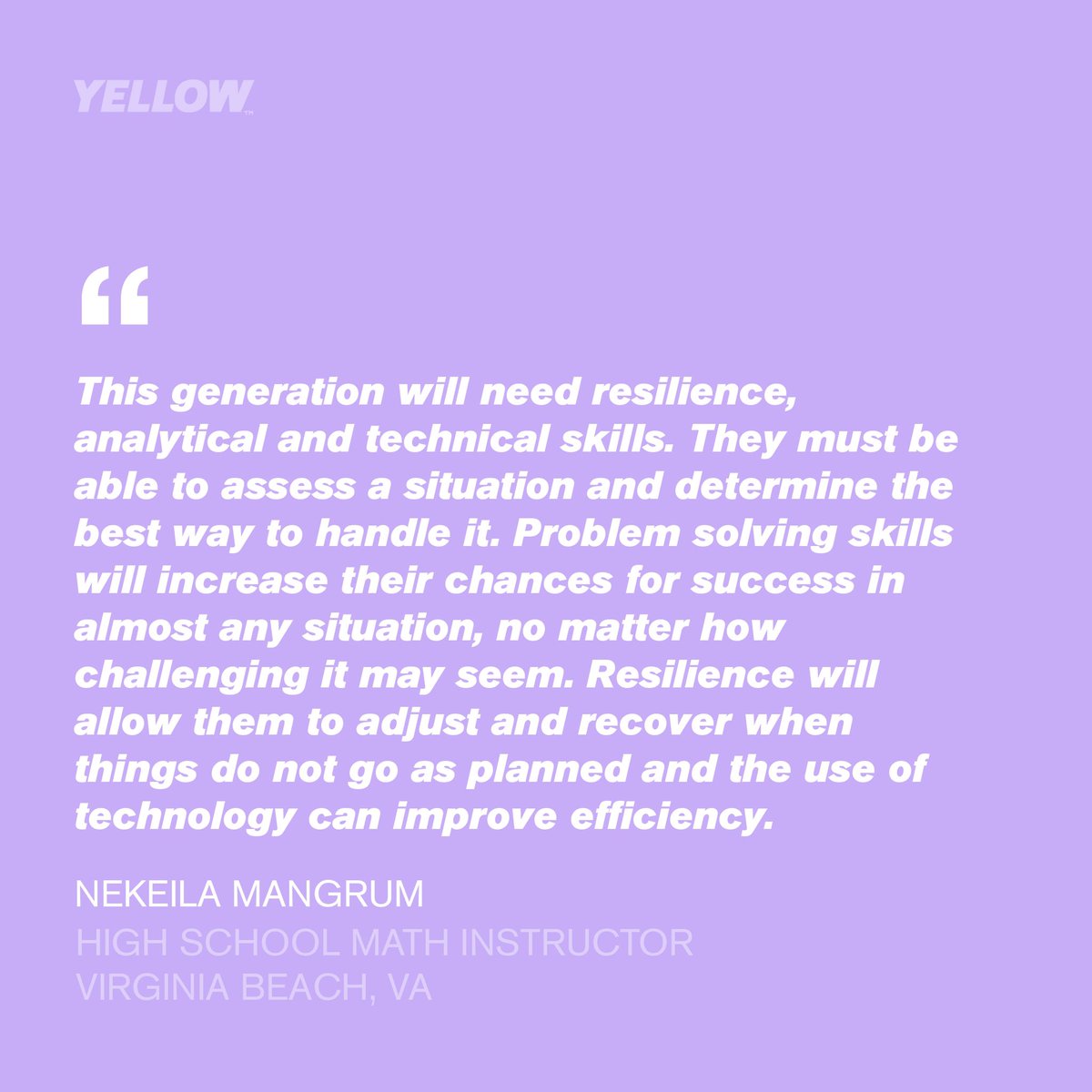 YELLOWORG's tweet photo. "I feel that recent events have forced us to approach teaching and education in a different way." @vbschools teacher Nekeila (@NekeilaM) shares her excitement for technology + vision of how the next generation will be successful moving forward. View her profile on our IG page 💛. https://t.co/tZThDxVKKi