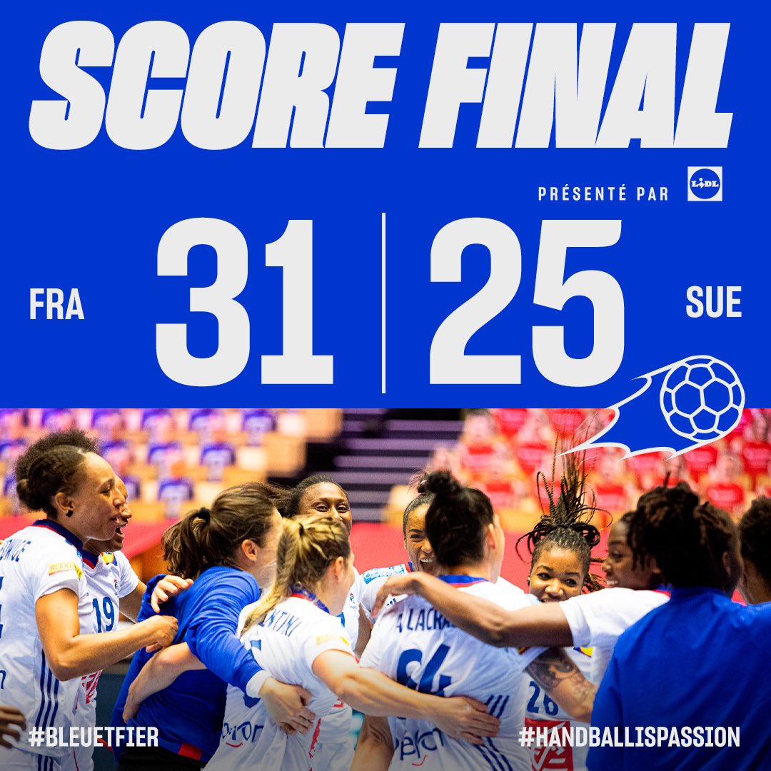 #EHFEuro2020 Nos bleues battent les suédoises sur le score de 31-25 et se qualifient pour le dernier carré. <a href="/FRAHandball/">Equipes de France de Handball</a> <a href="/CleoDarleux/">Cléopatre darleux</a> <a href="/blandine133/">Blandine Dancette</a> <a href="/Estellenzeminko/">Nze Minko Estelle</a> <a href="/laura_glauser/">Laura Glauser</a> <a href="/orlane_kanor/">Kanor Orlane</a> <a href="/Graace_Z/">Zaadi Grâce</a> <a href="/lacrabere64/">lacrabere alexandra</a> <a href="/PineauAllison/">Allison Pineau</a> <a href="/Thierry_Omeyer/">Thierry Omeyer</a>