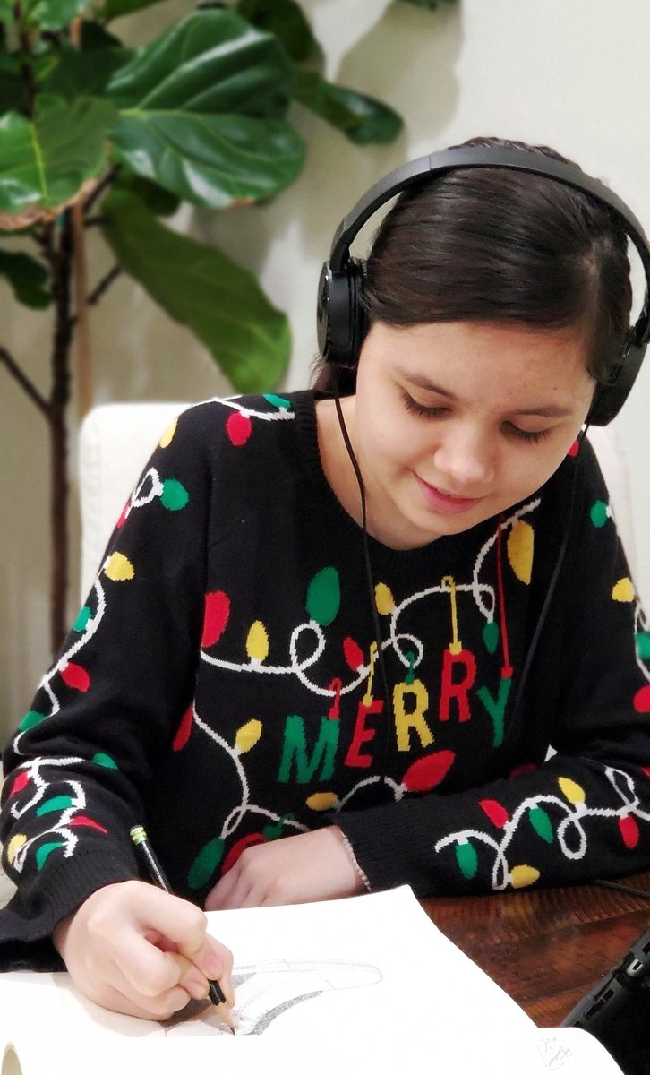 A1faroJan's tweet photo. Alicia is celebrating Spirit Week with @IMS_Knights. #artclass #drawing #uglysweater #spiritweek #holidaysweater @LHSchools https://t.co/emskm0aOsq