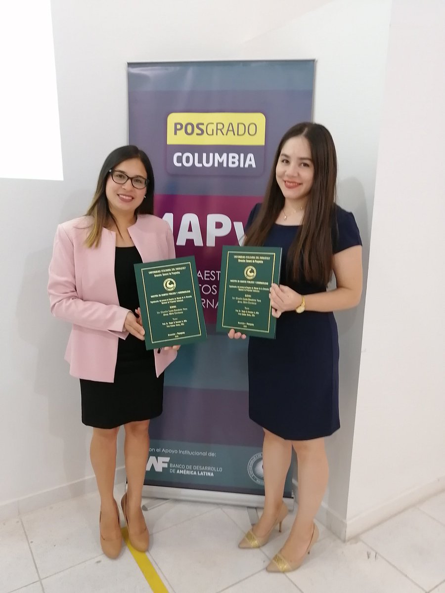 POSGRADOucp's tweet photo. 👏🏼¡Felicidades a las nuevas Magísteres Claudia Sanabría y Mirta Cárdenas! 

📌Defendieron el trabajo final de tesis para la Maestría en Asuntos Públicos y Gobernabilidad. 

📌Con todas las medidas sanitarias dictadas por el Gobierno.

#PosgradoColumbia #UCPy #MAPyG G1 https://t.co/lTIyM5D8xD