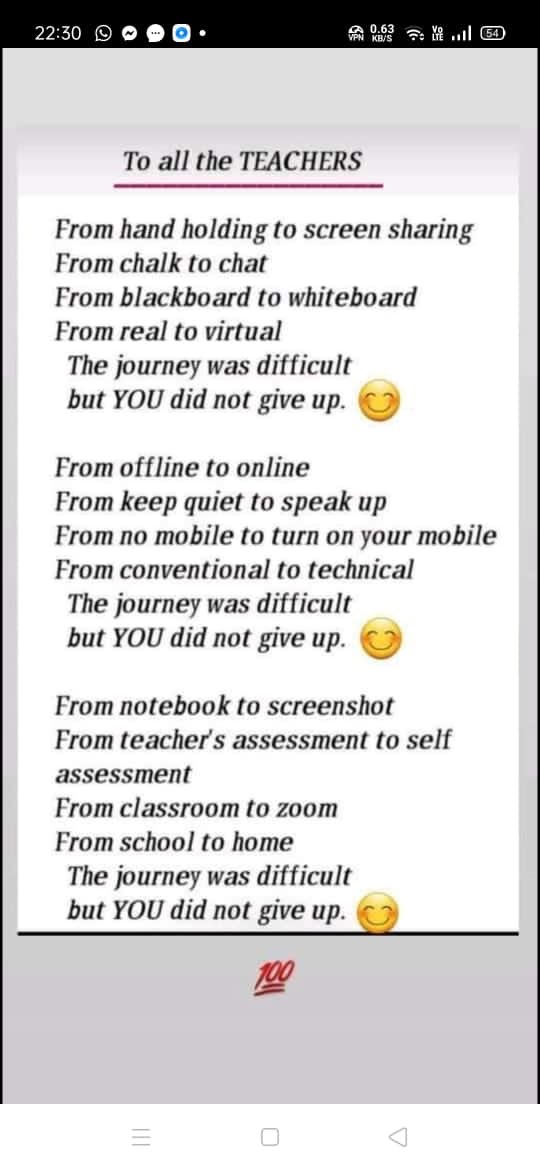 #Teachers never give up!!

Just received this from one of my cousins who is a retired teacher 😊

# Inspire #teachersnevergiveup
#education # school #remotelearning #learnfromanywhere 
#shifttheparadigm