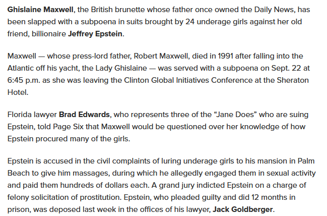 In fact, is it a coincidence that Nygard's beautiful Mayan palace burnt down in Nov 2009, a month after Ghislaine Maxwell was subpoenaed by *24* Jane Does suing Epstein? https://pagesix.com/2009/10/12/heiress-quizzed-in-sex-suits/