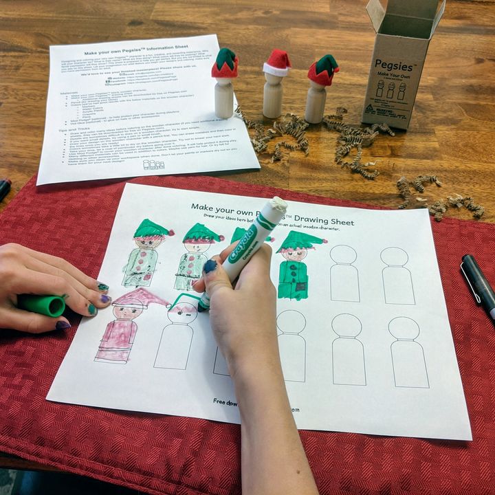 PegsiesPage's tweet photo. Our "Make Your Own" Santa and Elves kit comes with an information sheet, drawing sheet, three blank characters, two elf hats, and one Santa hat. Everything you need for a festive Christmas activity! https://t.co/emTyoK5tY0