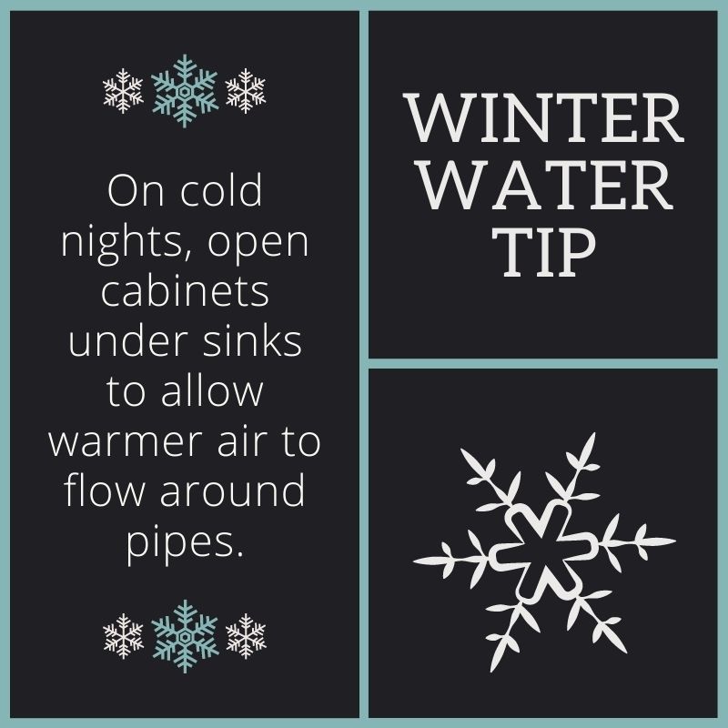 cicwcd's tweet photo. With the snow and cold weather it is important to make sure your water pipes don't freeze. One way to do that is keep your sink cabinets open on very cold nights. This allows for warmer air to flow around your sink and prevents frozen water pipes. https://t.co/8Rr3u3T4uX