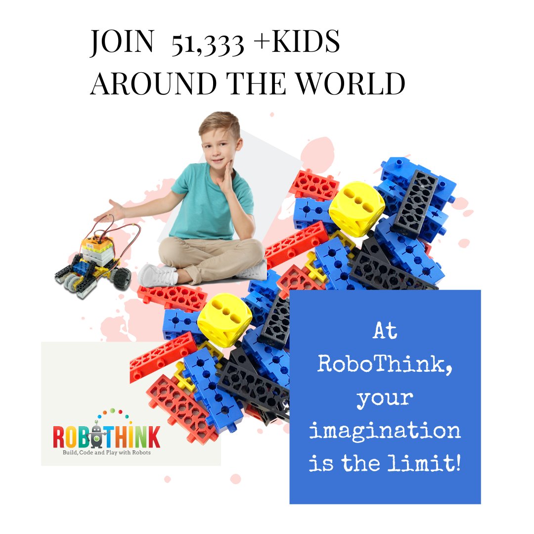 At RoboThink, your imagination is the limit! Learn how to build cool robots using blocks, wheels, sensors, motors and much much more! Our #robotics kits are exclusive to RoboThink and can't be found anywhere else! Learn how to #code by using #Scratch! myrobothink.com