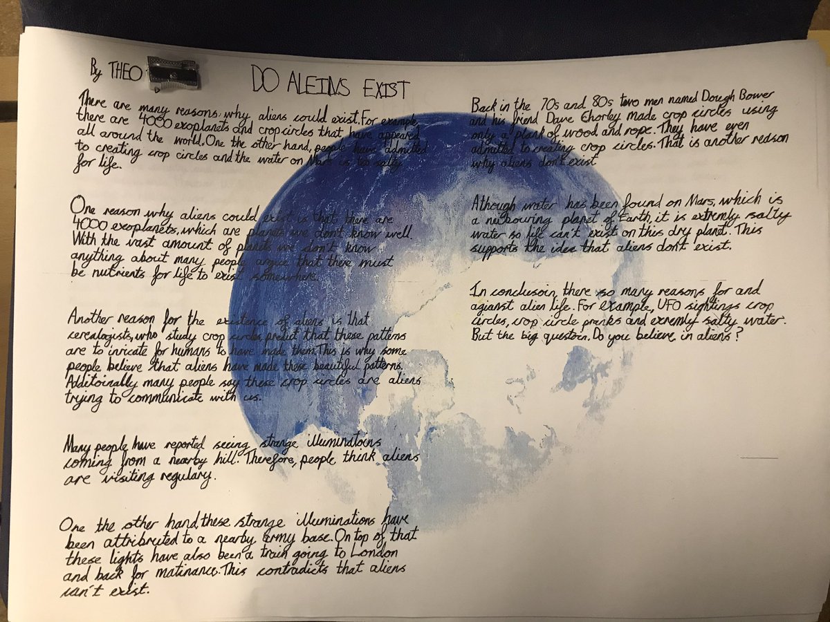 EmmaDavies321's tweet photo. Do aliens exist? 👽 Really proud of Year 5 and their discussion texts @MeadatHilperton https://t.co/11CbwrcpRv