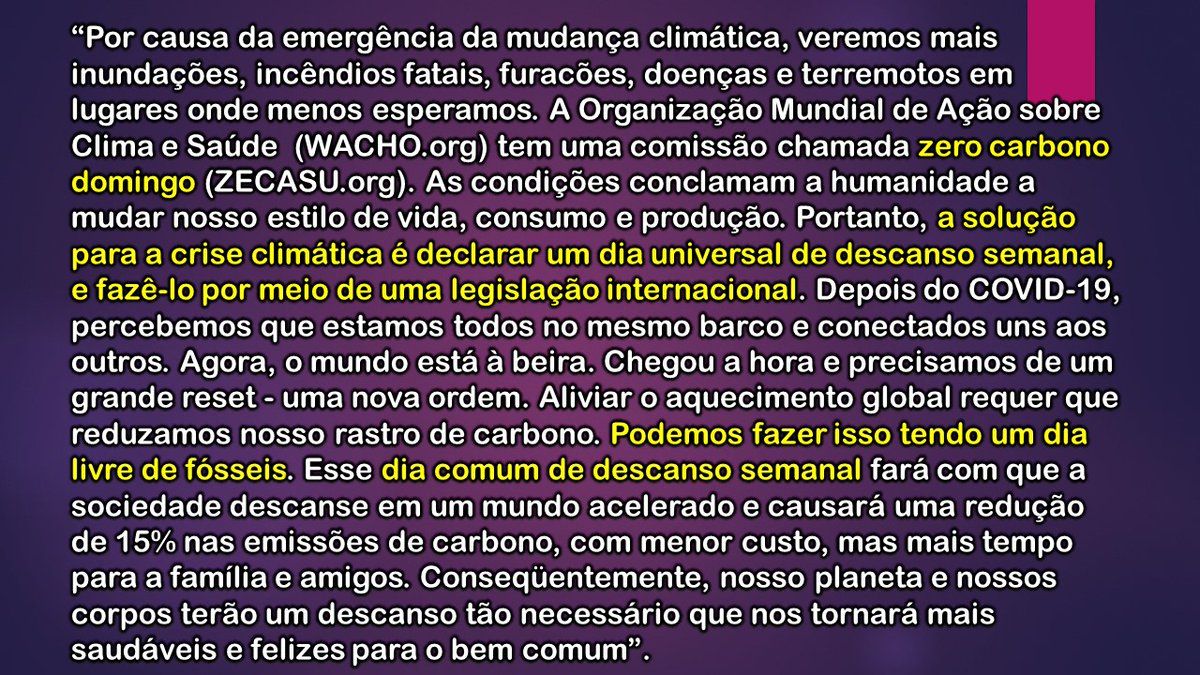 ECOmenismo ao vivo e à cores: sugestão de uma Lei Dominical universal para salvar o planeta !! É a profecia se cumprindo...