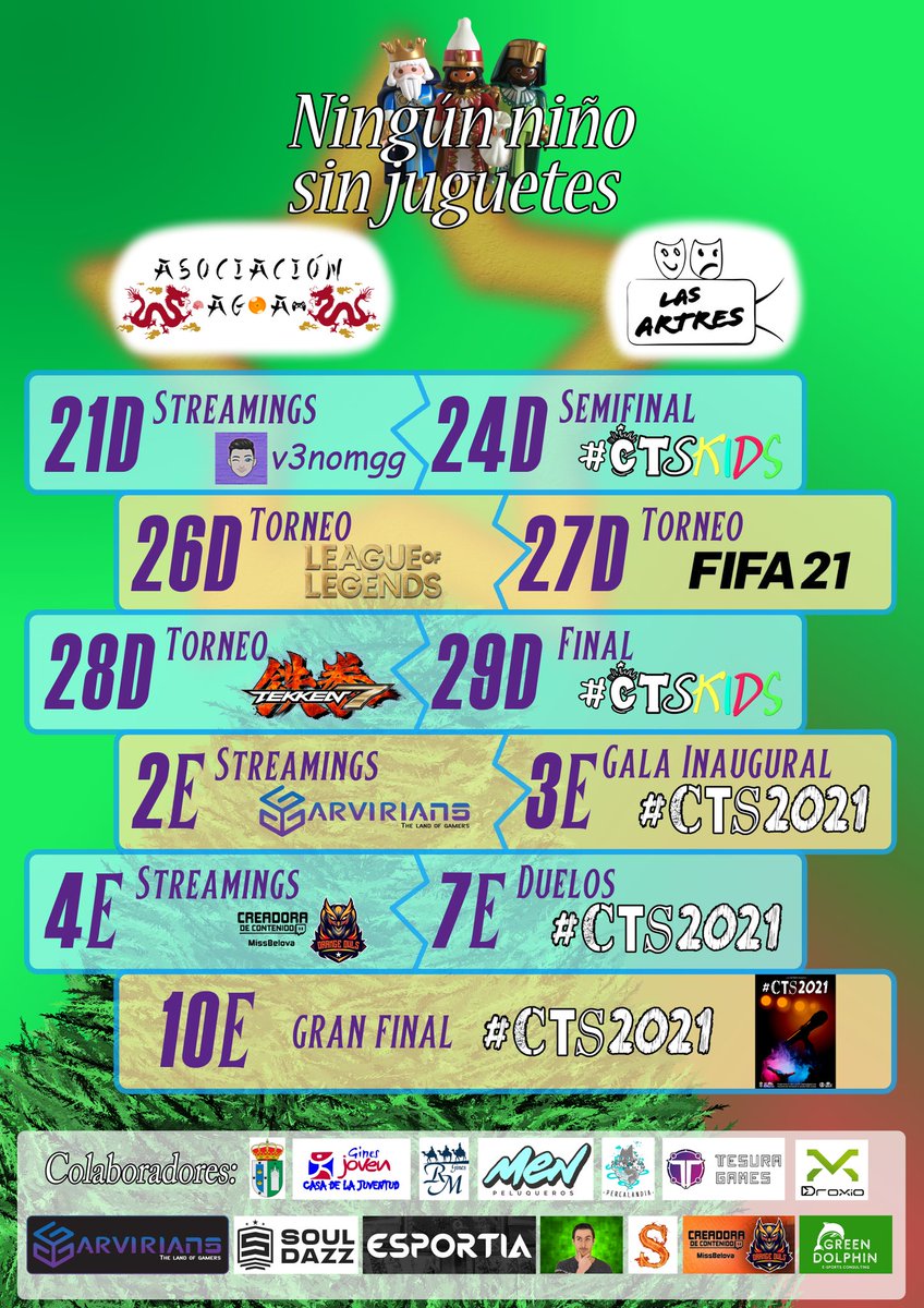 AsoAGOA's tweet photo. Colaboradores 4ta campaña solidaria NNSJ.
Productos: @MonsterEnergyES @percalandia_ @TesuraGames
Torneos: @esportia @slayerzgz @Souldazz #GreenDolphin
Streams: @V3NOM_GG @garvirians @MissBelova96
Otros: @DroxioGaming @danmorcer
+información 👇
https://t.co/OzMXump7B2 https://t.co/ngSlaxCkN6