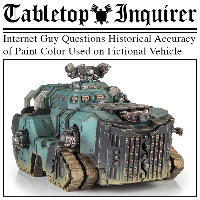“The Imperial Paint STC is very specific and well documented!”

#sonsofhorus #warhammer30k #horusheresy #legionmastadon #forgeworld #spacemarines #tabletopinquirer