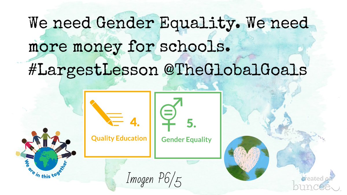 ElliePrimary1's tweet photo. We need Gender Equality. We need more money for schools. #TheLargestLesson @TheGlobalGoals #CarmuirsRights https://t.co/8GA3PaAmMt