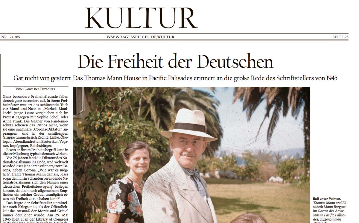 ThomasMannHouse's tweet photo. Thanks to @Tagesspiegel for covering our #MutuallyMann reading initiative in their newspaper! Find all contributions online on our blog📰 https://t.co/58efRyOtBx https://t.co/2XVO36kgEi
