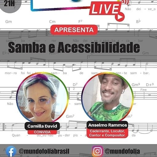 FoliaMundo's tweet photo. Dia 16/12 estaremos batendo um papo folia com o locutor e compositor Anselmo Ramos, que é cadeirante e o tema será: Samba e Acessibilidade, o carnaval e o samba é para todes!

A live será pelo nosso Instagram 😉🎙🎶

Sigam o @rammos_anselmo
@mundofolia

#samba #Inclusão #carnaval https://t.co/eeTPDaV0J6