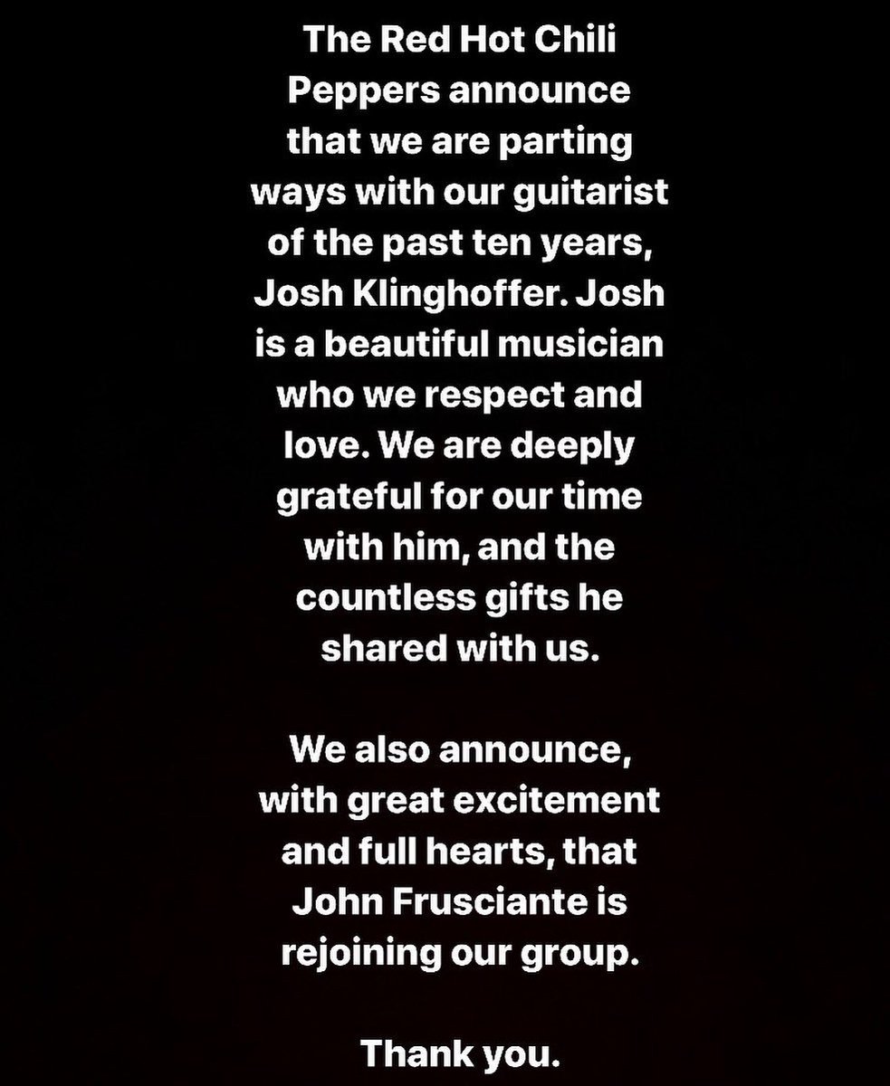 RHCPFansite's tweet photo. One year ago today the RETURN of John Frusciante was announced! ❤️ https://t.co/FYUu5iud2X
