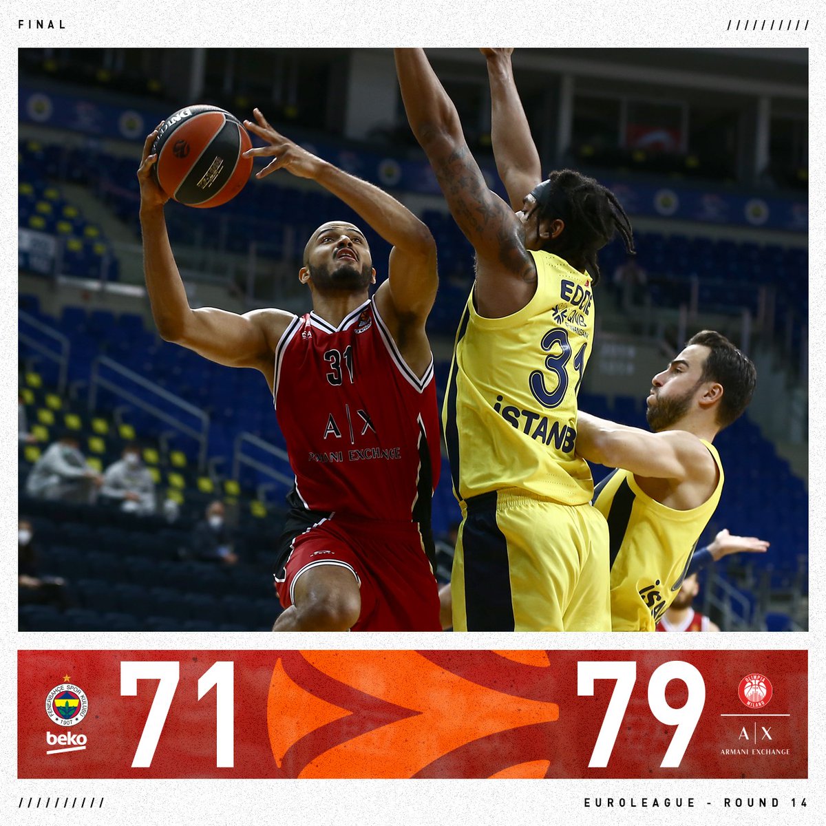 OlimpiaMI1936's tweet photo. L'Olimpia è autoritaria, comanda dall'inizio alla fine e vince 79-71 ⚪🔴➡ https://t.co/AVD51AWilb

📊 LeDay 15, Punter 13, Datome e Shields 10, Delaney e Micov 7, Hines 6, Tarczewski 5, Rodriguez 4, Brooks 2

#insieme #EuroLeague #FNBAXM #ForzaOlimpia
@EuroLeague https://t.co/LkHE6q0hMq
