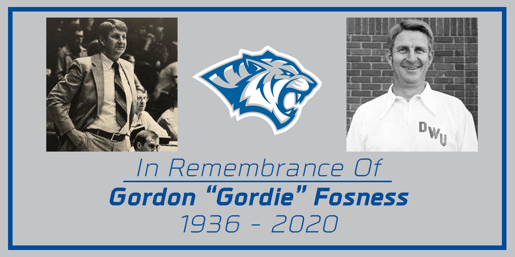 dwtigers's tweet photo. It is with heavy hearts that we announce the passing of DWU legend Gordie Fosness. Gordie influenced DWU athletics and impacted countless lives in such a positive manner. You will forever be remembered by so many, Coach. https://t.co/vmEN5VqYK5