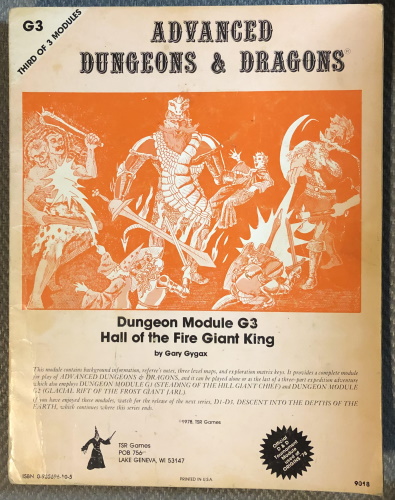 For day 2 of the 12 Days of D&D, I’ve chosen Dungeon Module G3: Hall of the Fire Giant King (1978) from TSR. This is the third in a series, following G1: Steading of the Hill Giant Chief and G2: The Glacial Rift of the Frost Giant Jarl.  #CuratedQuarantine