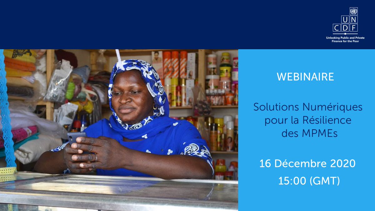 MensahSabine's tweet photo. SOLUTIONS NUMÉRIQUES POUR LA RÉSILIENCE DES MPMES!!! Rejoignez @UNCDFdigital le mercredi 16 Décembre @ 15hr GMT pour échanger avec nos partenaires sur les pilotes en cours au Sénégal, au Bénin et au Ghana
Veuillez vous inscrire https://t.co/wfb8gmu04P https://t.co/uRgxcCs1AN
