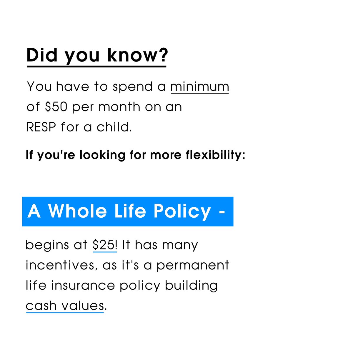 FosterInsures's tweet photo. Give the children in your life a head start 💙
.
.
.
#lifeinsurance #wholelifeinsurance #children #family #kids #gift #giftideas #resp #cashvaluelifeinsurance #permanent #planning #plan #future https://t.co/qPyhXx2pCV