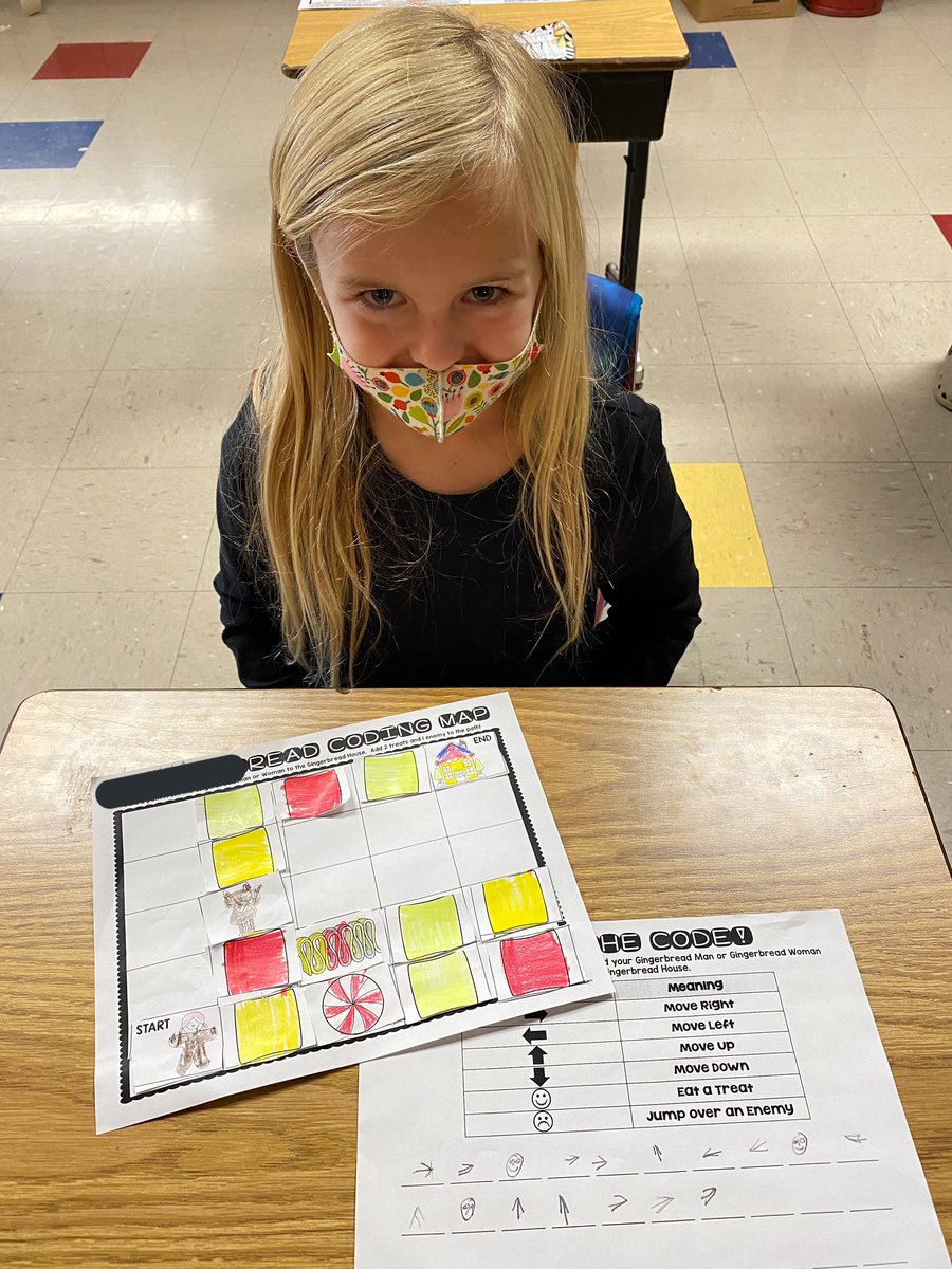 NipperCourtney's tweet photo. 1st graders in Mrs. Suter’s class at JBES created a path for their gingerbread man to get to the gingerbread house. They used code to help the gingerbread man avoid obstacles and collect treats on the way. 😊🎄 #HourOfCode #WeAreRCSTN https://t.co/W2MehkjpxI