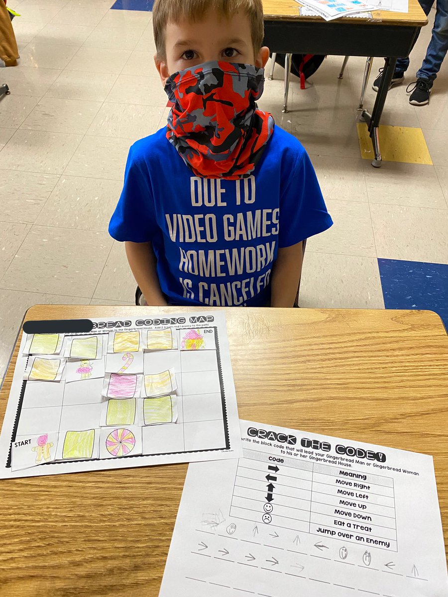 NipperCourtney's tweet photo. 1st graders in Mrs. Suter’s class at JBES created a path for their gingerbread man to get to the gingerbread house. They used code to help the gingerbread man avoid obstacles and collect treats on the way. 😊🎄 #HourOfCode #WeAreRCSTN https://t.co/W2MehkjpxI