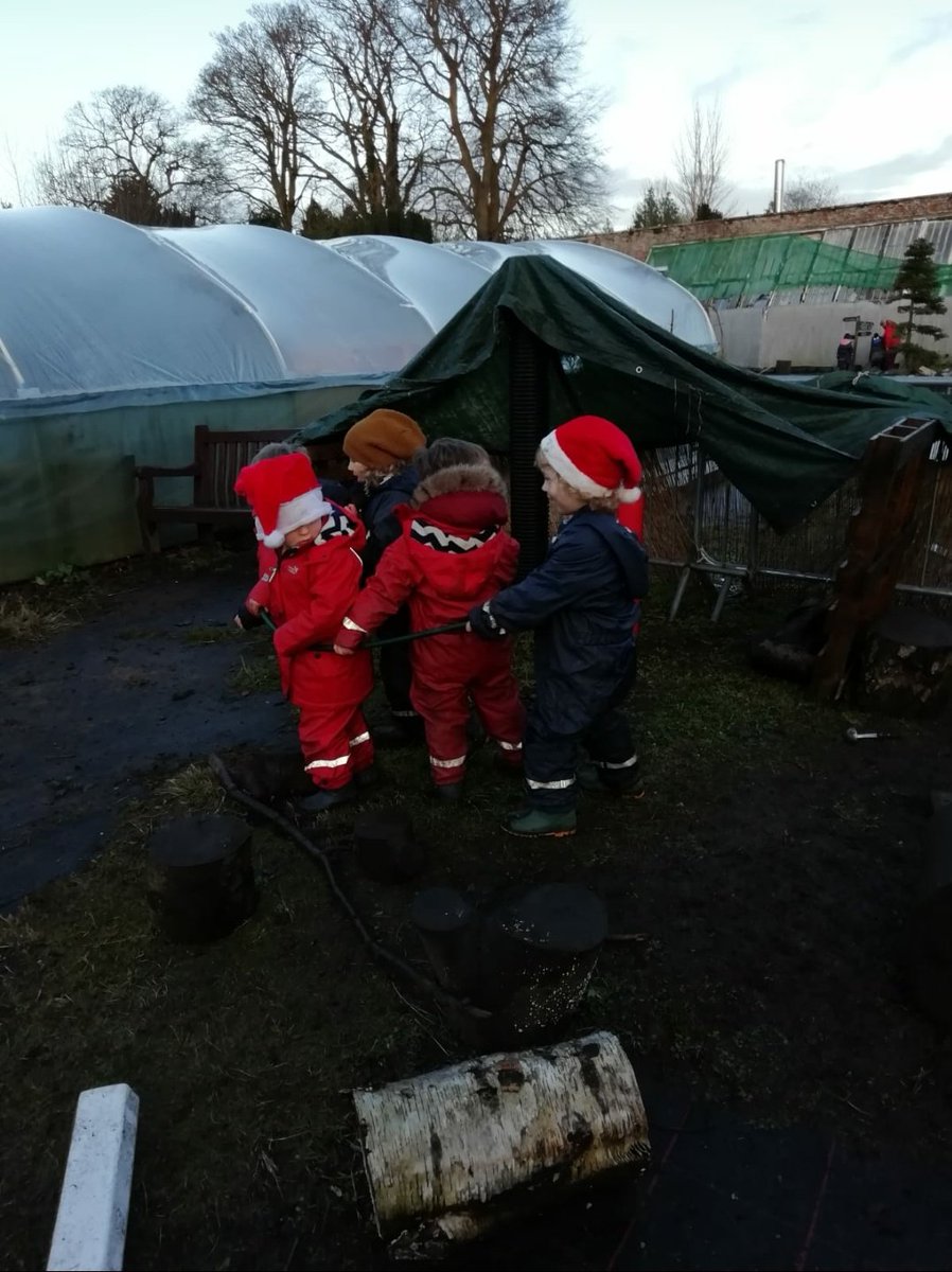 MidEYLCOL's tweet photo. The Woodpeckers have been making a house for santa in the Walled Garden, using loose parts. The endless opportunities of loose parts provides an experience rich in language development, creativity and problem solving. #redjacketpeople https://t.co/8QmuqCRXEY